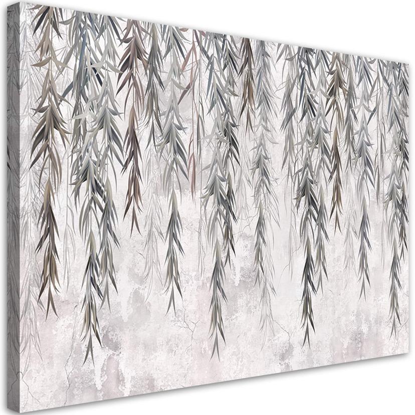 Tableau sur toile, Plantes tropicales en gris sur béton