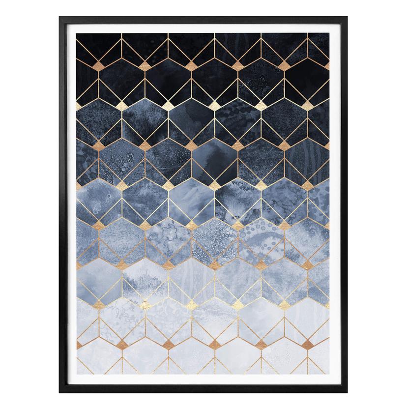 Frederiksson Plakat - Hexagons - Blue and Gold
