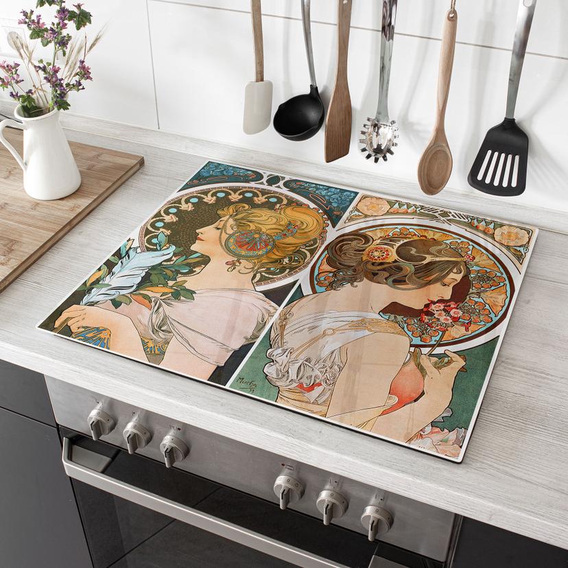 Plaque de recouvrement pour cuisinière Mucha - La plume