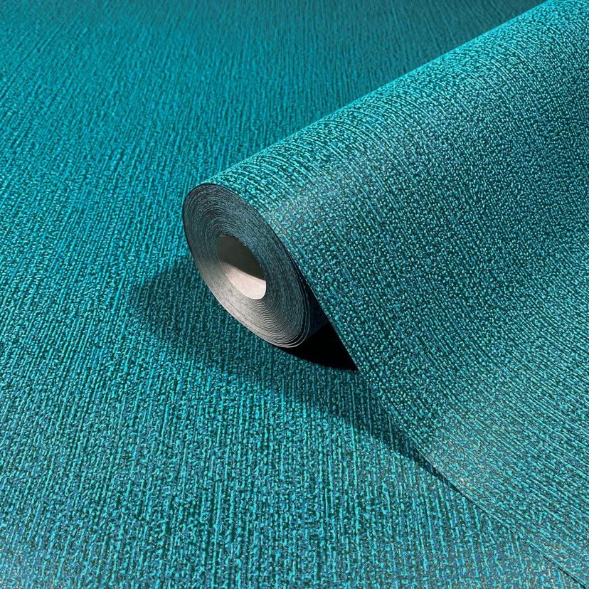 Papel pintado no tejido de color verde liso texturado moderno