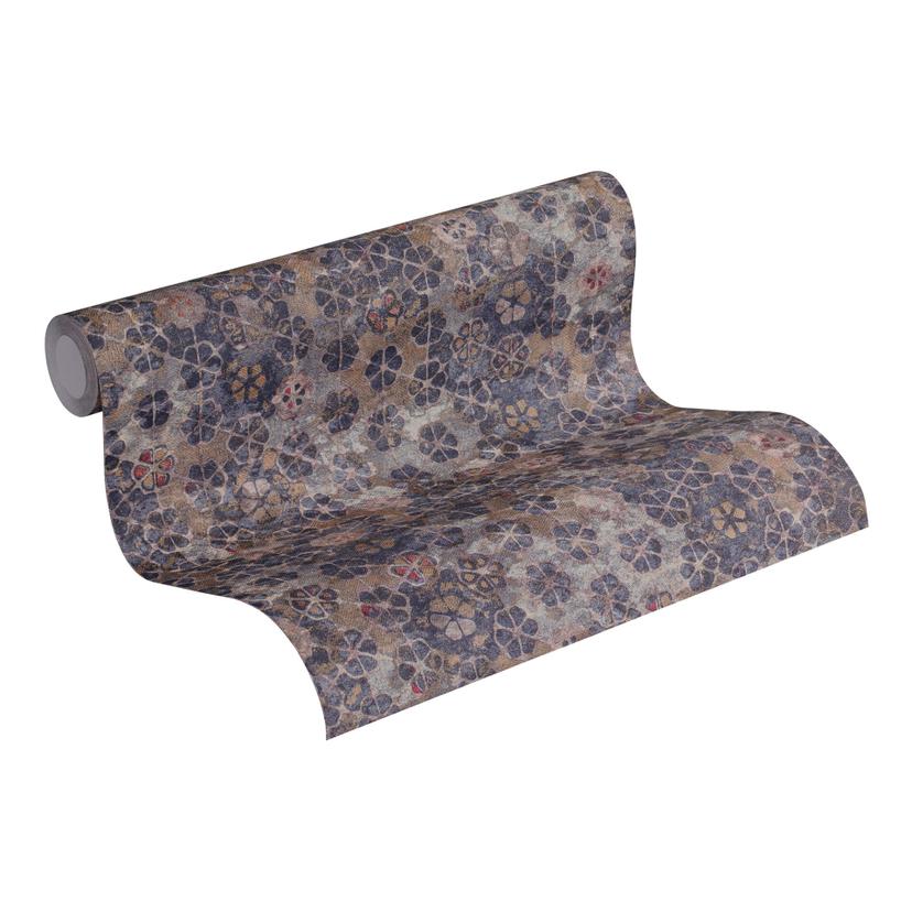 Papel pintado tejido-no tejido Livingwalls Papel pintado azulejos Finca Home beige, marrón, morado