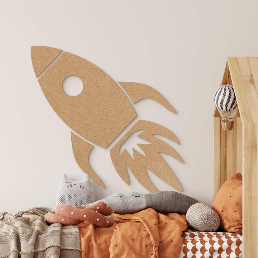 Decoración en madera cohete XXL - MDF nature