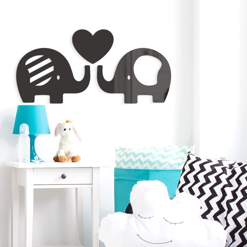 Décoration en verre acrylique éléphants avec cœur (3 parties)