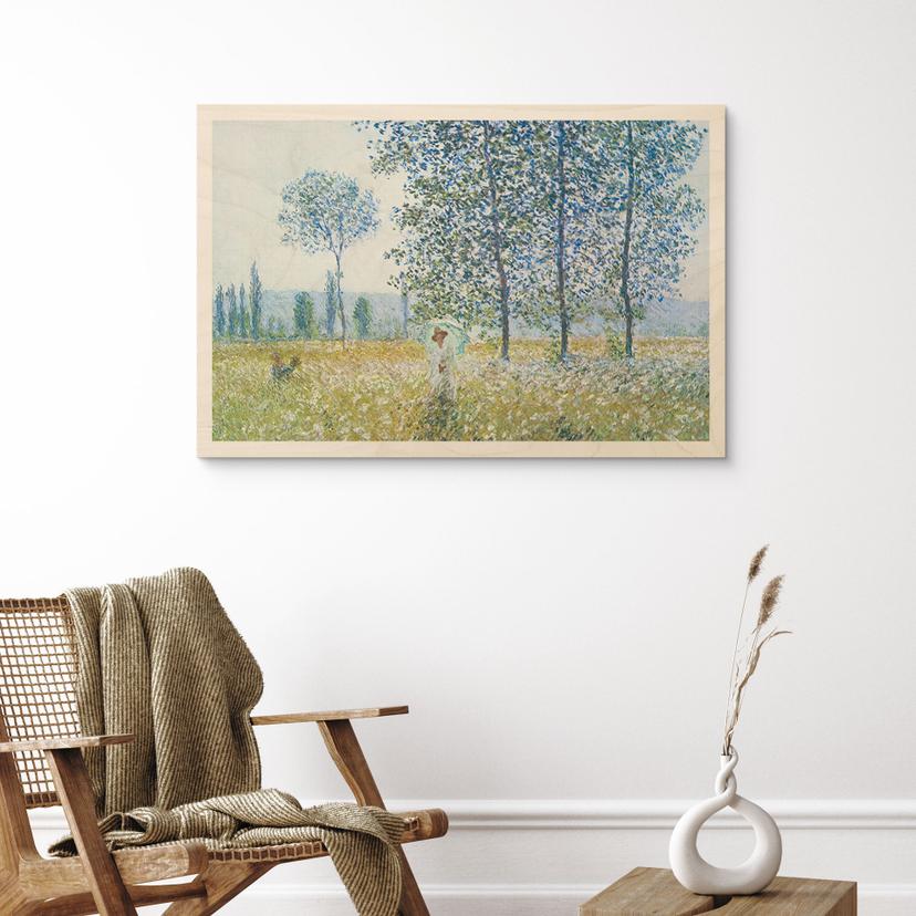 Cuadro de madera Monet - Campos en primavera
