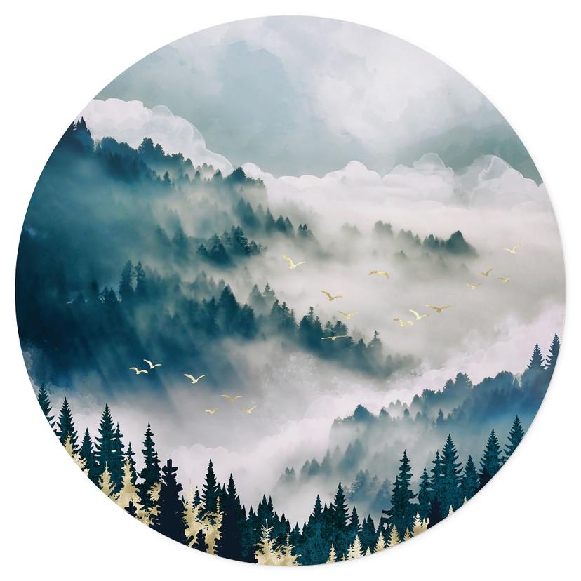 Vinilo decorativo Niebla misteriosa en el bosque - SpaceFrog Designs - Redondo