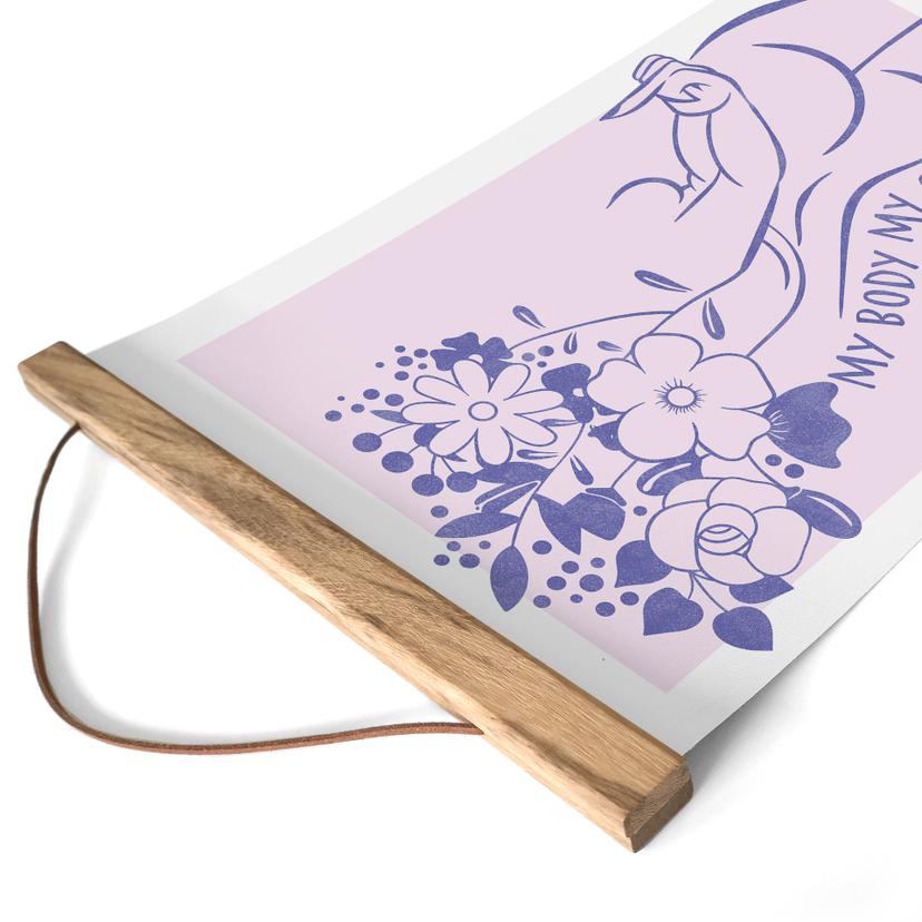 Textil poster Kroppspositivitet - Linjekonst Blommor