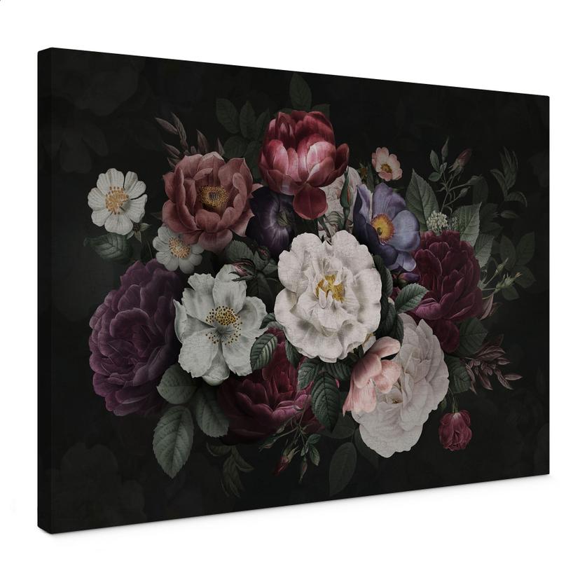 Canvasbillede med blomsterstilleben i Redouté-stil - Bloomery Decor