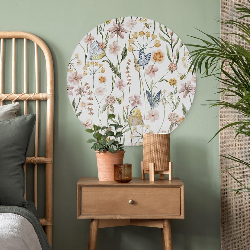 Cerchio a muro Prato di primavera con farfalle - UN Designs