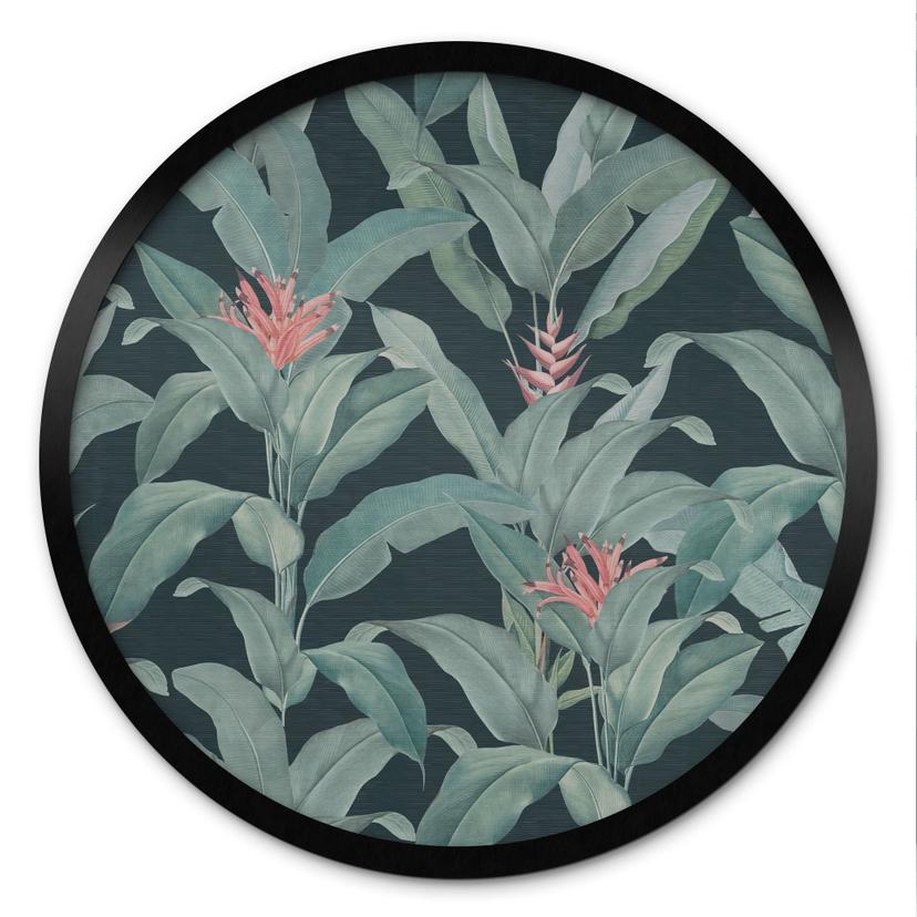 Plakat Urban Jungle Tropical Leaves Green - Bloomery Decor - Round