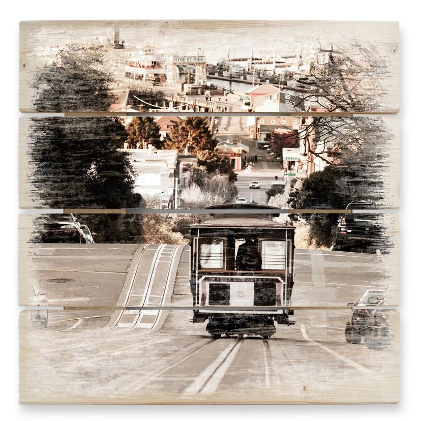 Cuadro de madera Teleféricos - 40x41,5 cm