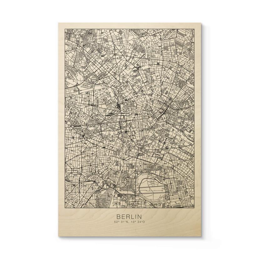 Tableau en bois Plan de Berlin