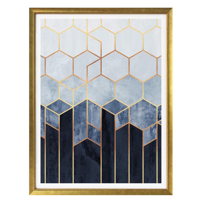 Frederiksson Plakat - Blue & White Hexagons