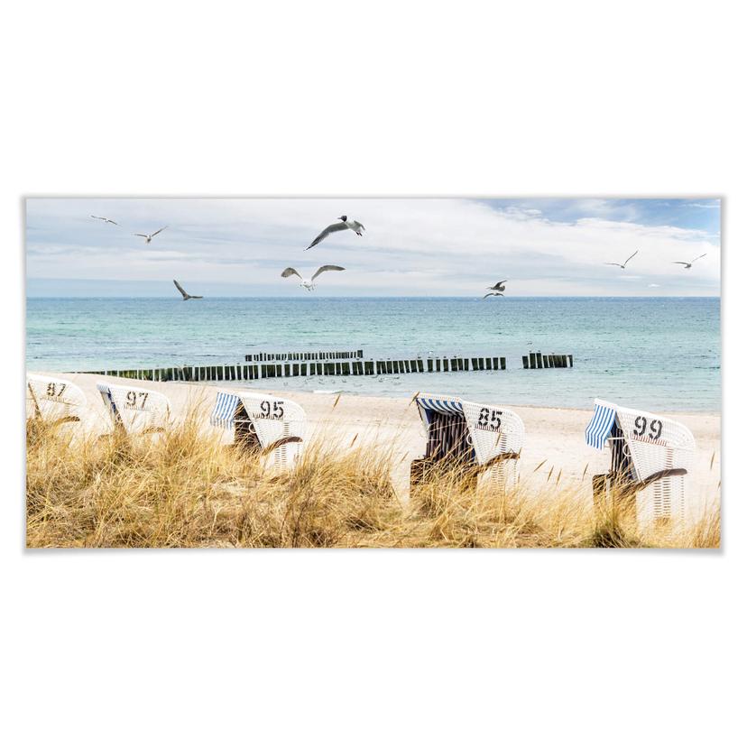 Póster de sillas de playa en el mar Báltico