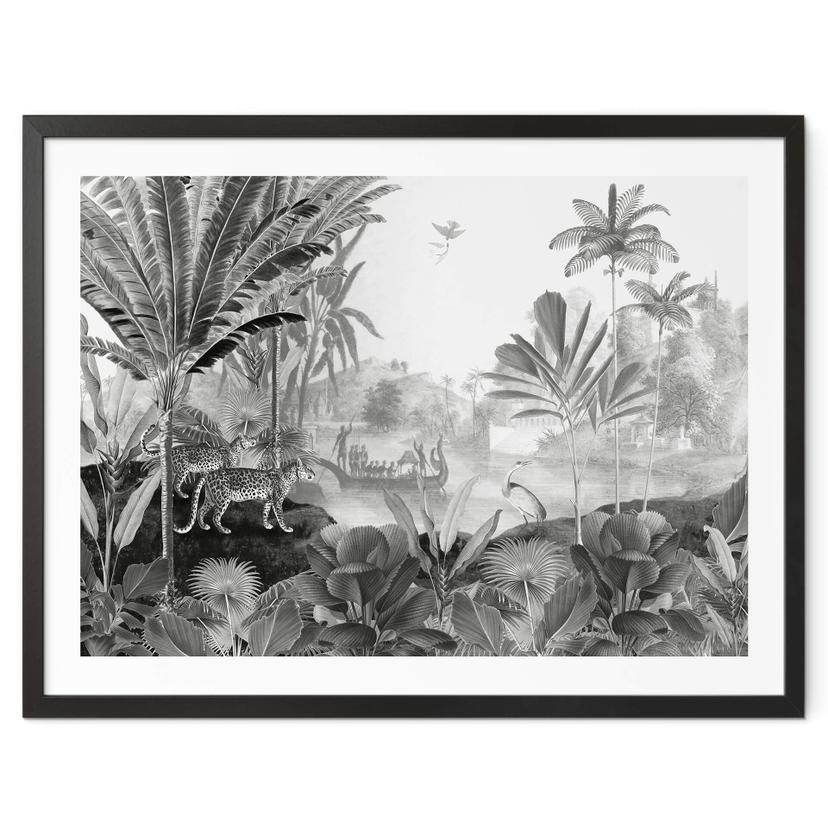 Póster Sir Edward - Paisaje con leopardos blanco y negro