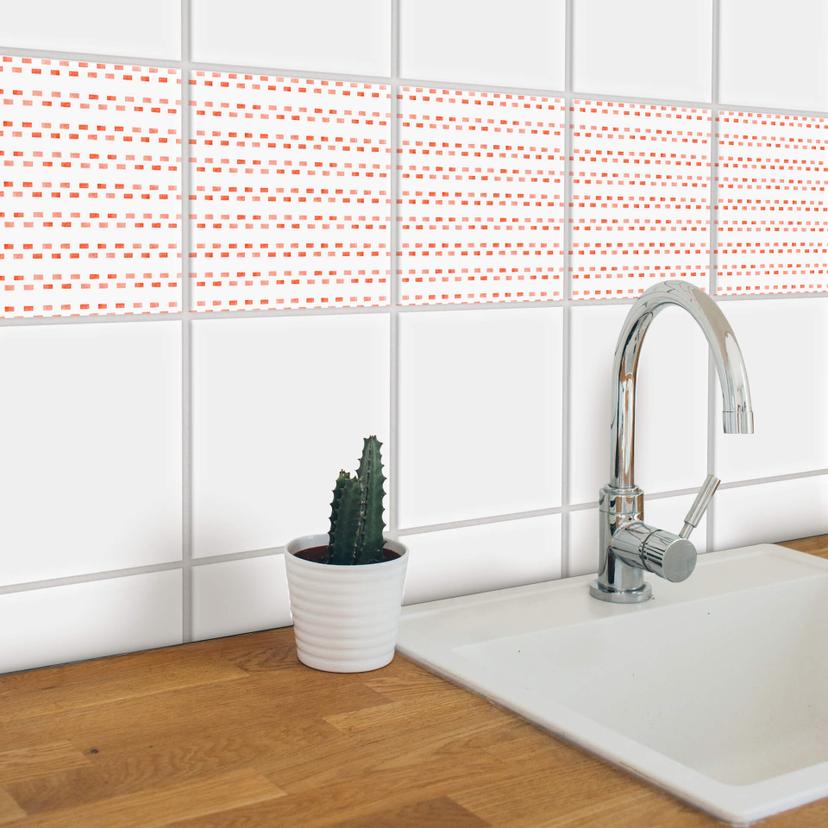 Sticker pour carrelage aquarelle - Pointillés corail - Set de 12