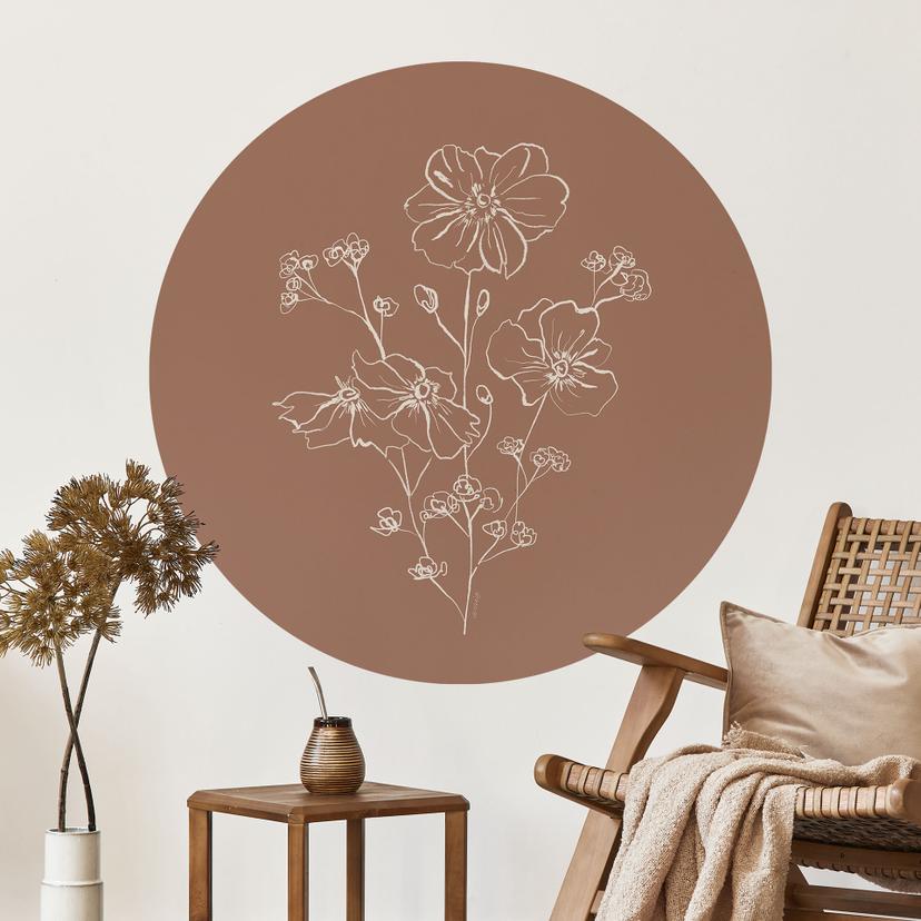 Vinilo decorativo Wild Rose Bouquet Mocha Mousse - Ilustración de anís - Redondo