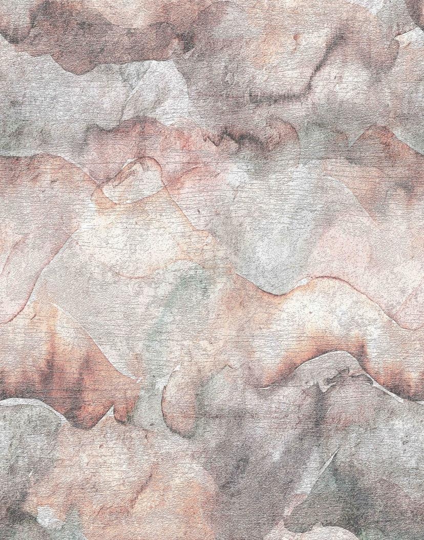 Fototapet med motiv af akvarelbjerge i pastel med tågeeffekt 2,7 x 2,12 m