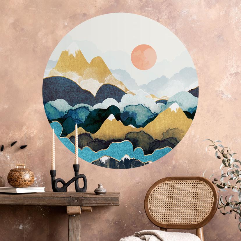 Wallsticker bjergtop over skyerne - SpaceFrog Designs - Rund