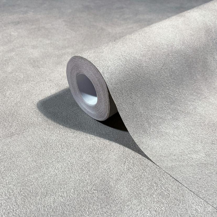 Papel pintado no tejido aspecto hormigón aspecto yeso liso mate en gris