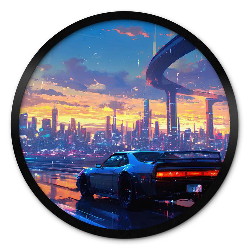 Póster Viaje en coche bajo la lluvia - Takkar - Round
