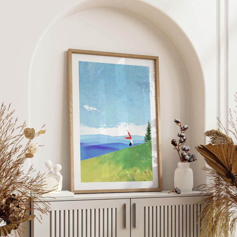 Poster Prato di montagna con vista - Rivers