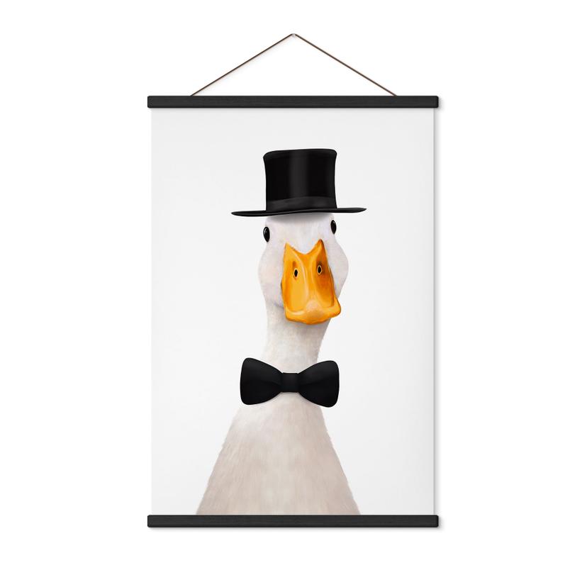 Affiche textile Gentleman Oie avec chapeau haut-de-forme - Korenkova