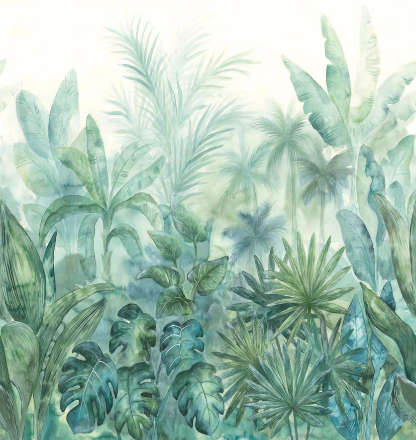 carta da parati jungle verde blu - carta da parati in tessuto non tessuto botanica Livingwalls - opa