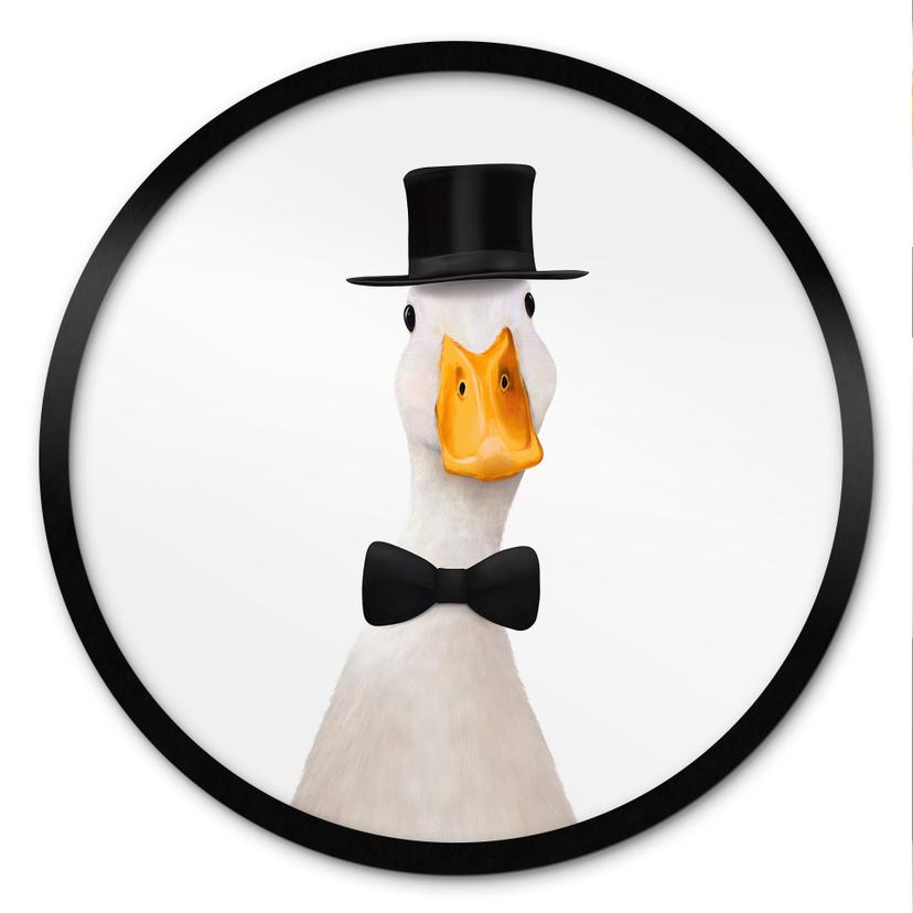 Poster Gentleman Oie avec chapeau haut-de-forme - Korenkova - Rond