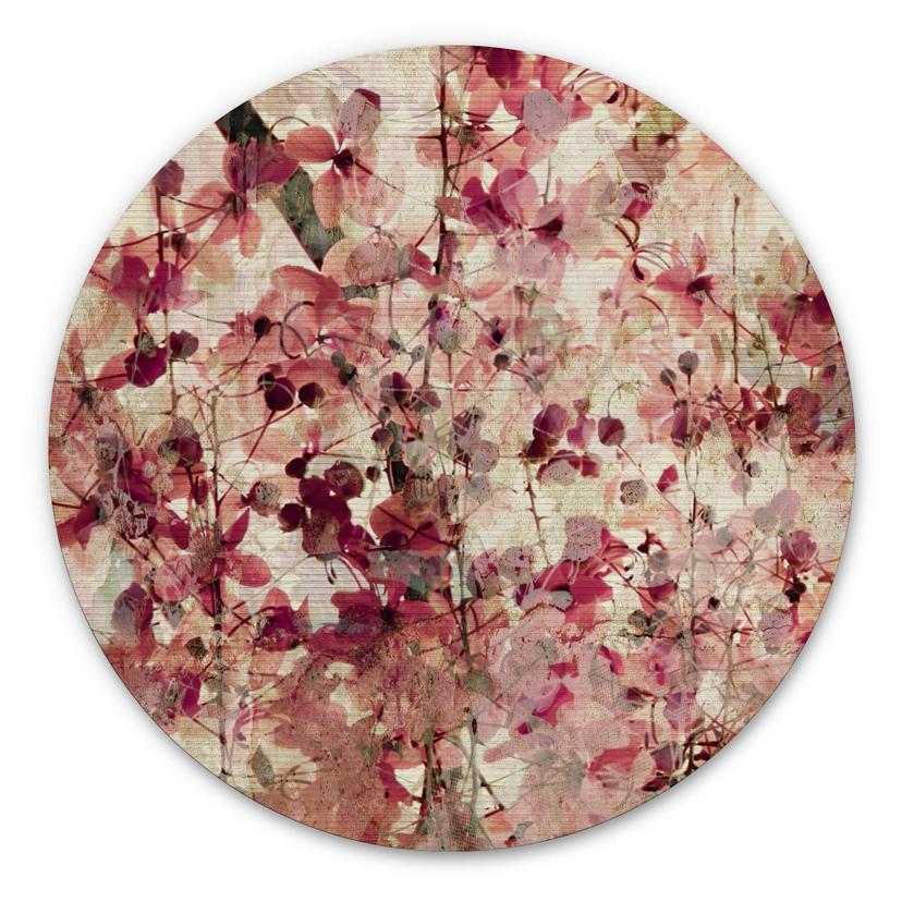 Tableau sur alu-Dibond rond Fleurs Vintages