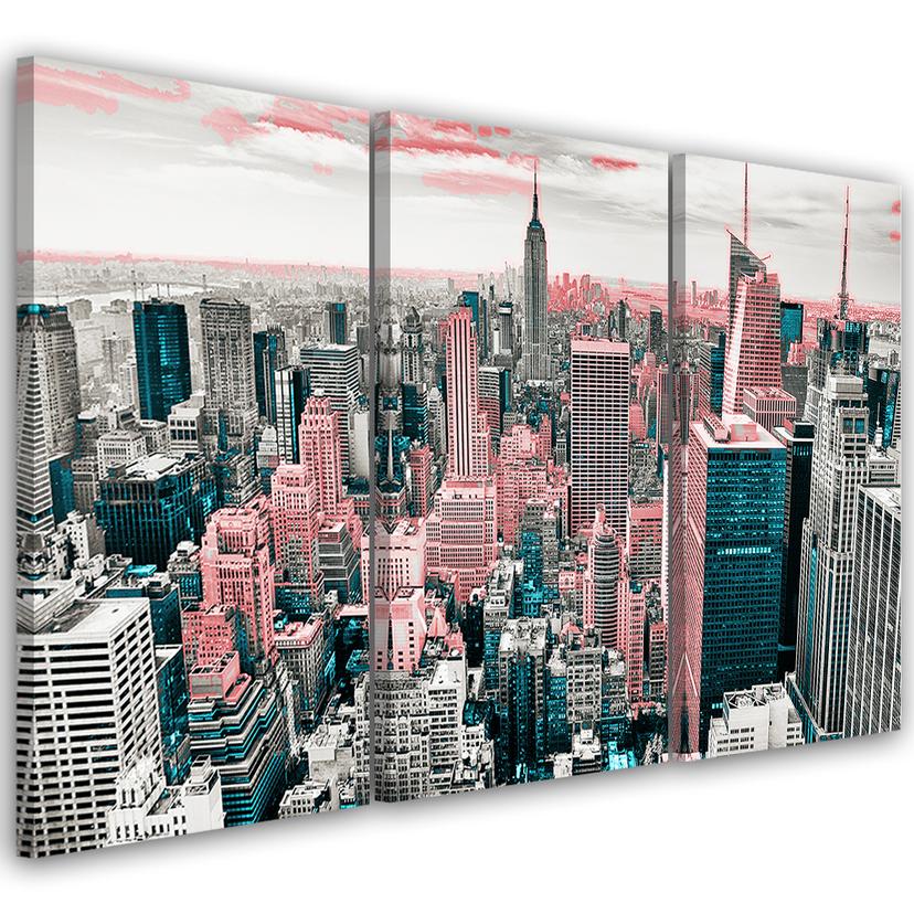 3 stykke lærredstryk, New York City Skyline USA
