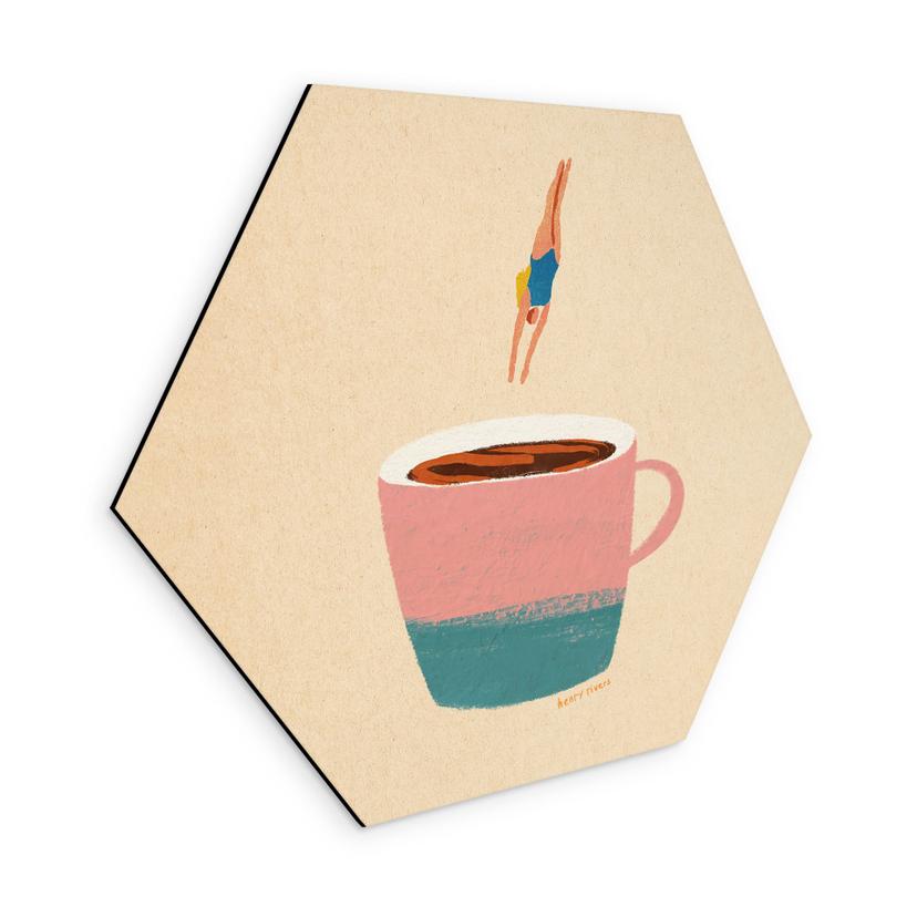 Hexagone Tableau Plongeon dans le café - Rivers - Alu-Dibond