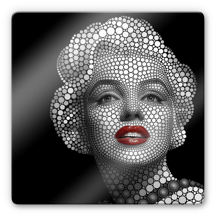 Glasschilderij Ben Heine - Circlism: Marilyn Monro