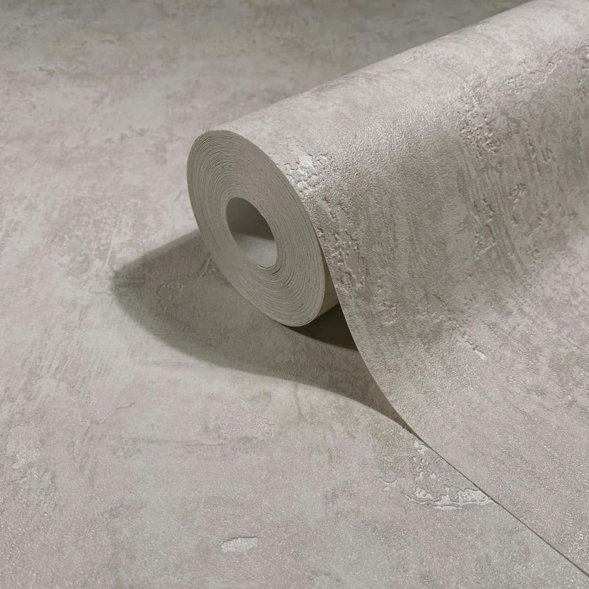 Papel pintado no tejido hormigón, yeso liso aspecto liso en gris