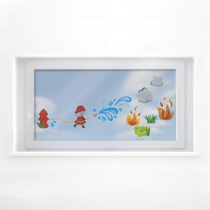 Cuadro de ventana de bombero valiente