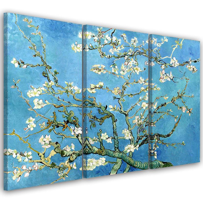 3 stykke lærredstryk, mandelblomst Vincent Van Gogh