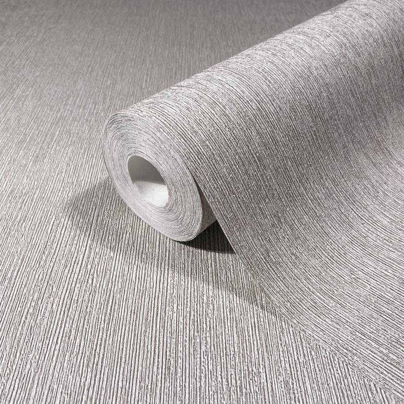 Non-woven tapet i textilutseende med strukturerad yta grå slät
