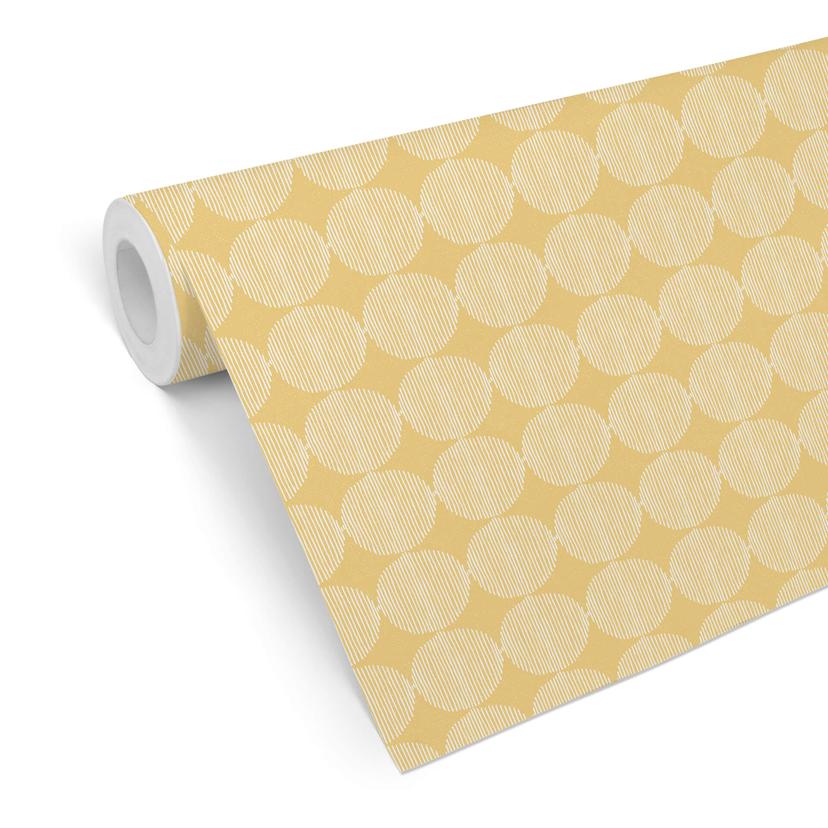 Papier peint à motifs - Cercles abstraits 02 - jaune