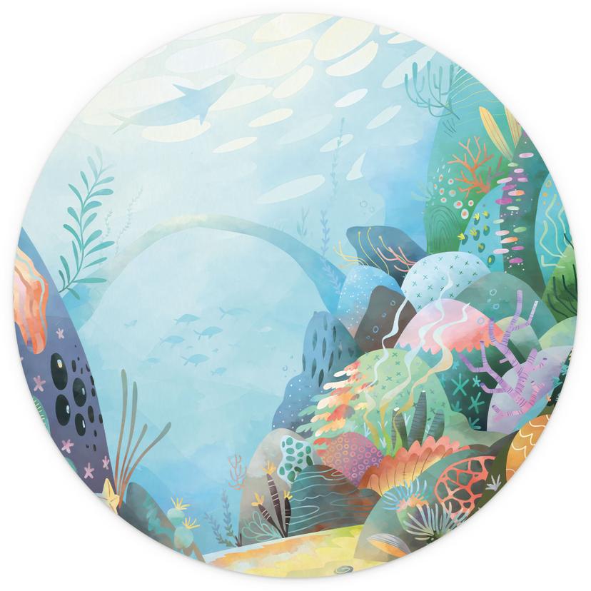Fotomurale per camera dei bambini barriera corallina in laguna blu - DigitalArtsi - Rotondo - autoad
