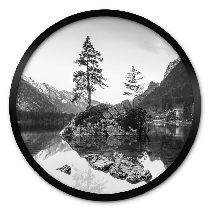 Póster Paisaje pintoresco con lago de montaña de aguas cristalinas - Hintersee - Redondo