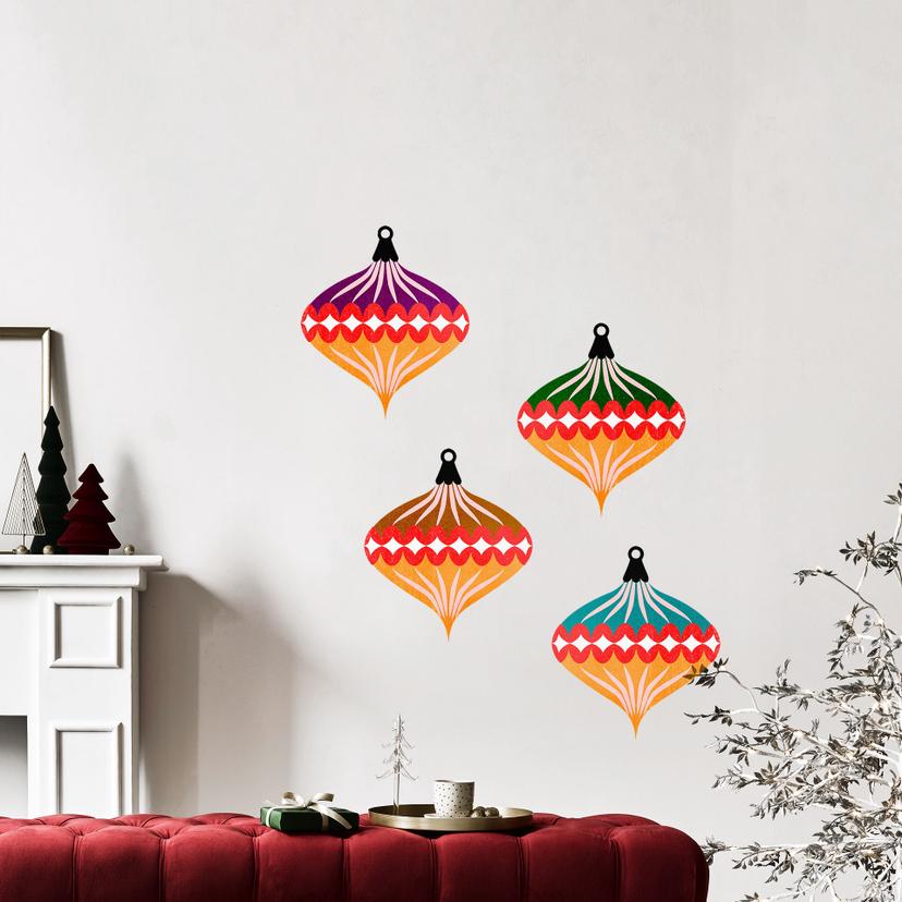 Wandtattoo Weihnachtskugeln Retro - Kubistika