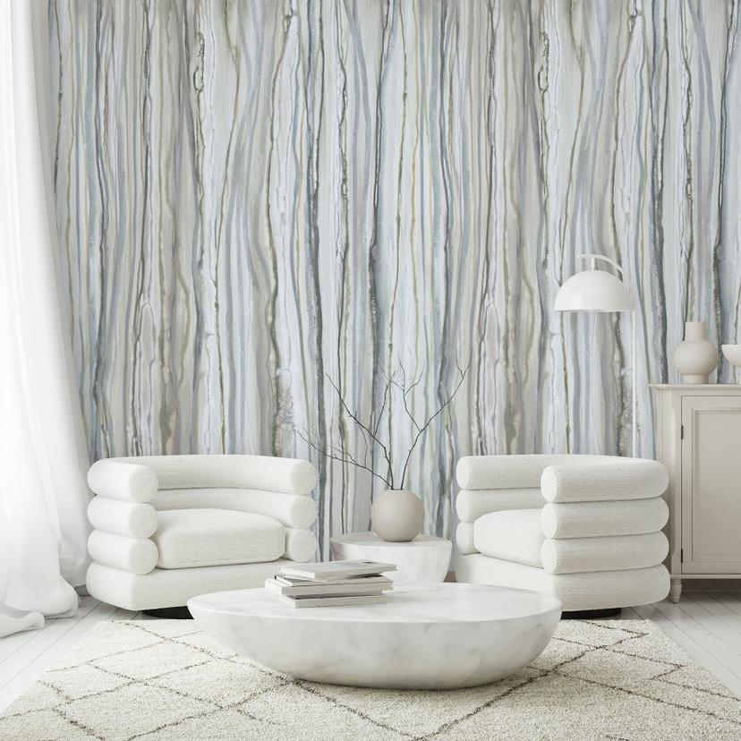 Fotomurale con motivo effetto marmo e texture a strisce in grigio-beige 2,7 x 1,59 m