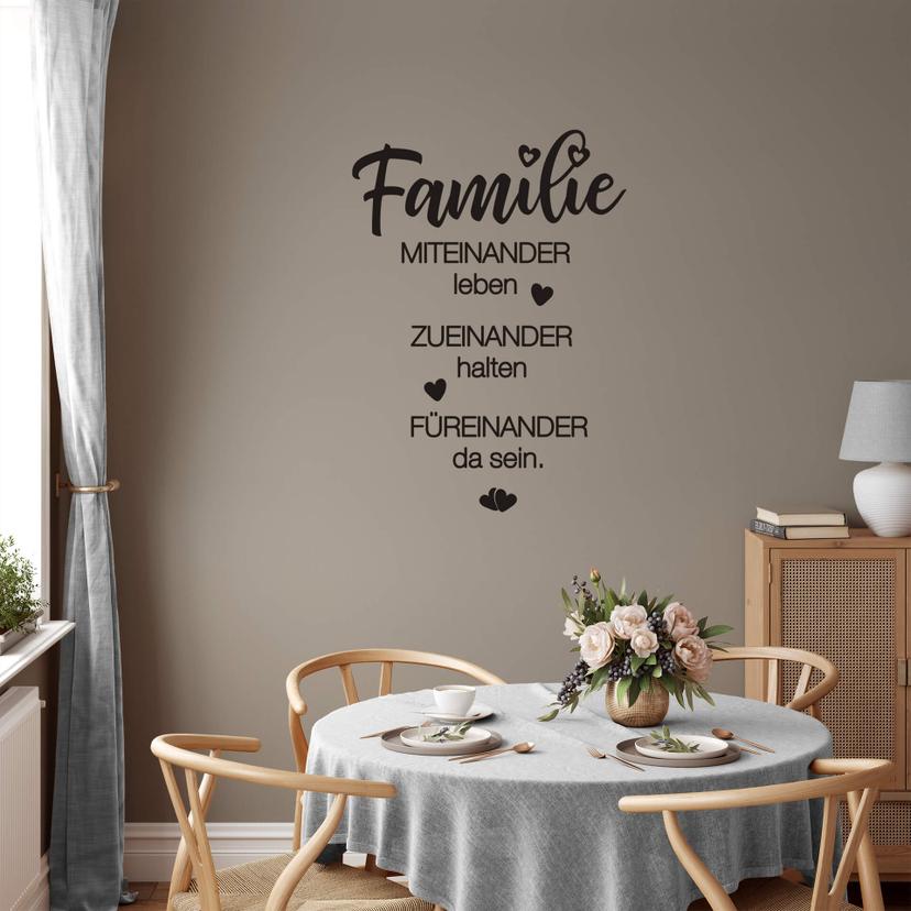 Wandtattoo Familie miteinander zueinander füreinander