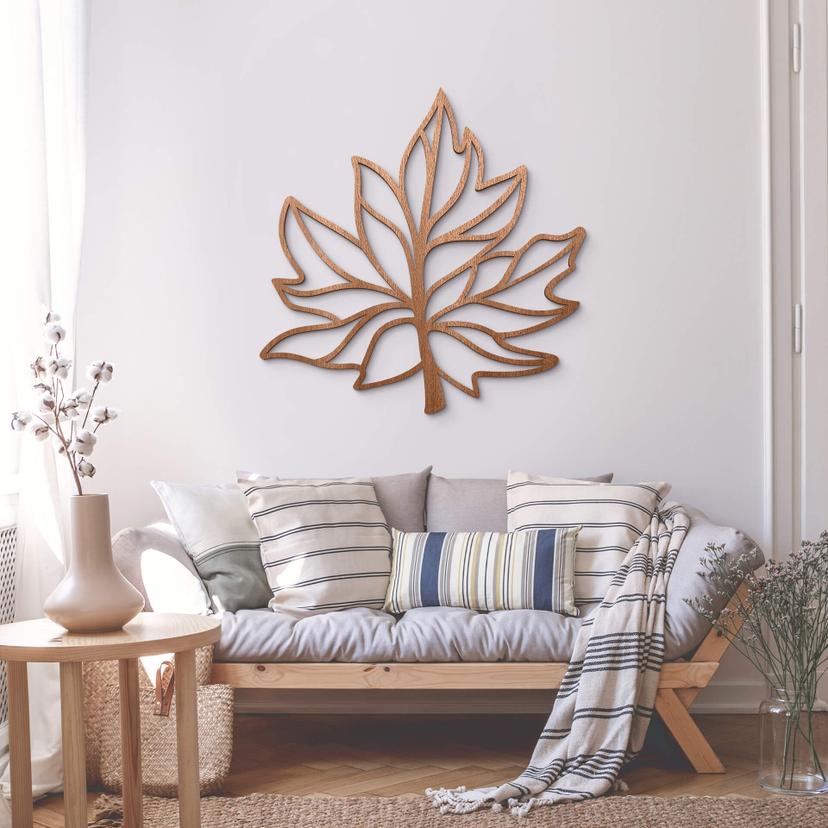 Decoración en madera caoba - hoja - arce curvado