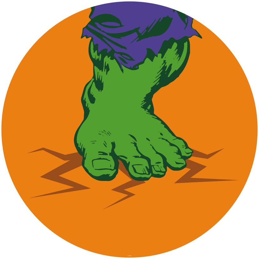 Selvklæbende non-woven tapet - Avengers Hulk's Foot Pop Art - 125 x 125 cm