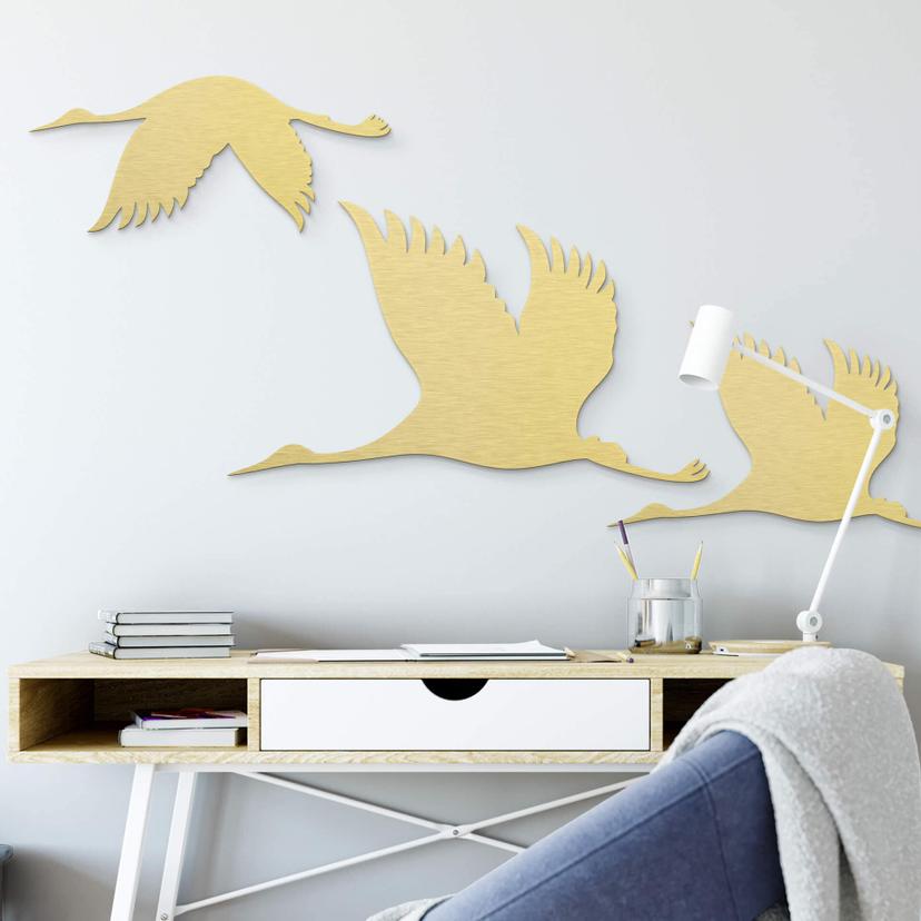Alu-Dibond goud effect - Kraanvogels