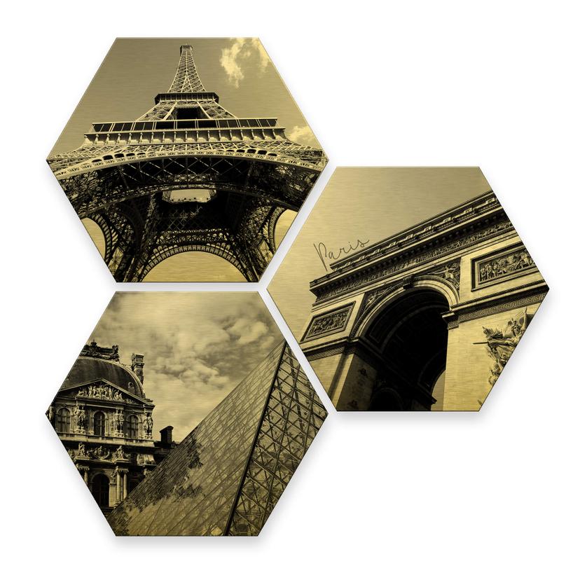 Hexagon alu-dibond goud effect - Paris