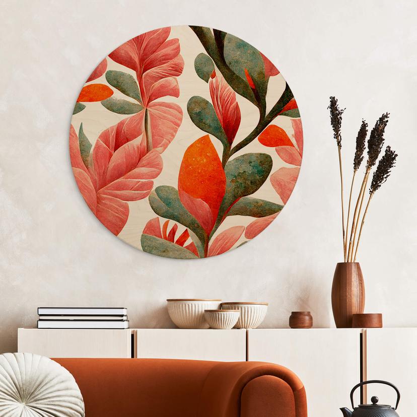 Holzbild Treechild - Indische Rose - Rund