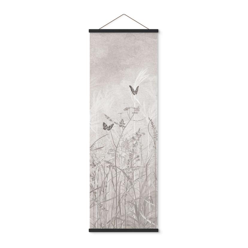 Textielposter wilde bloemenweide met vlinders in Scandinavisch design - Ms Tiff - Panorama