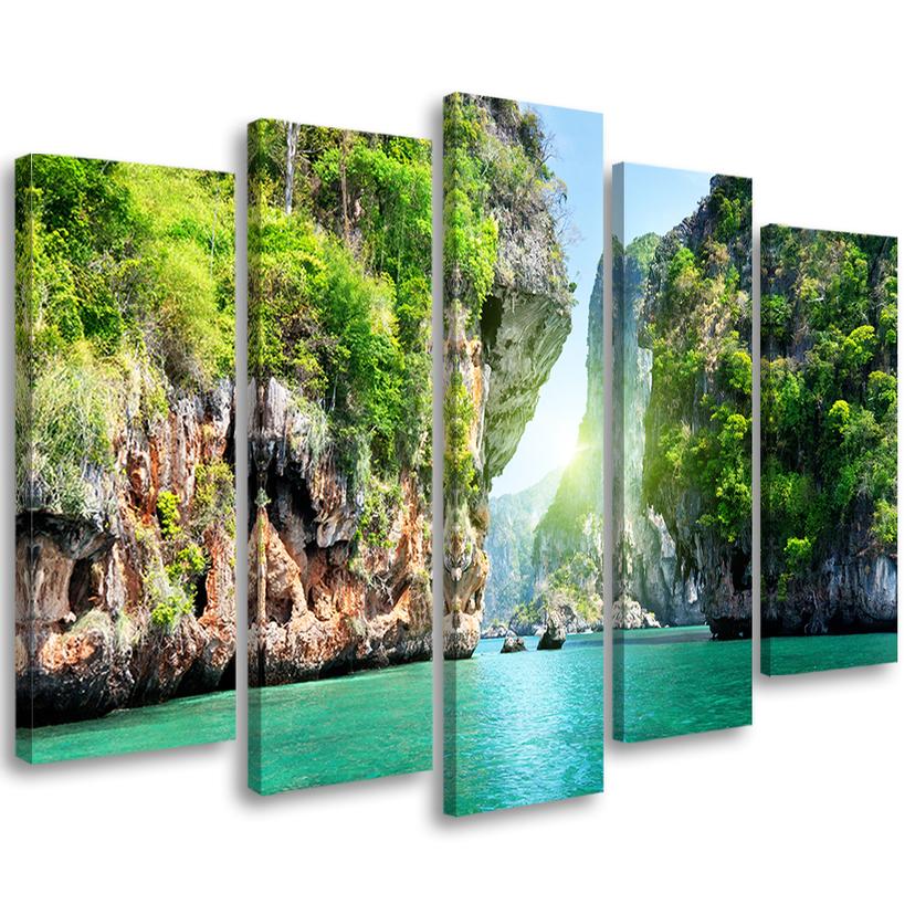 Tableau sur toile en 5 parties Plage tropicale Maldives