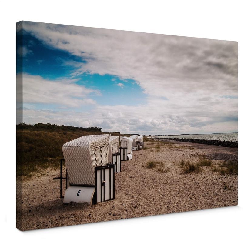 Tableau sur toile Corbeilles de plage à Hiddensee